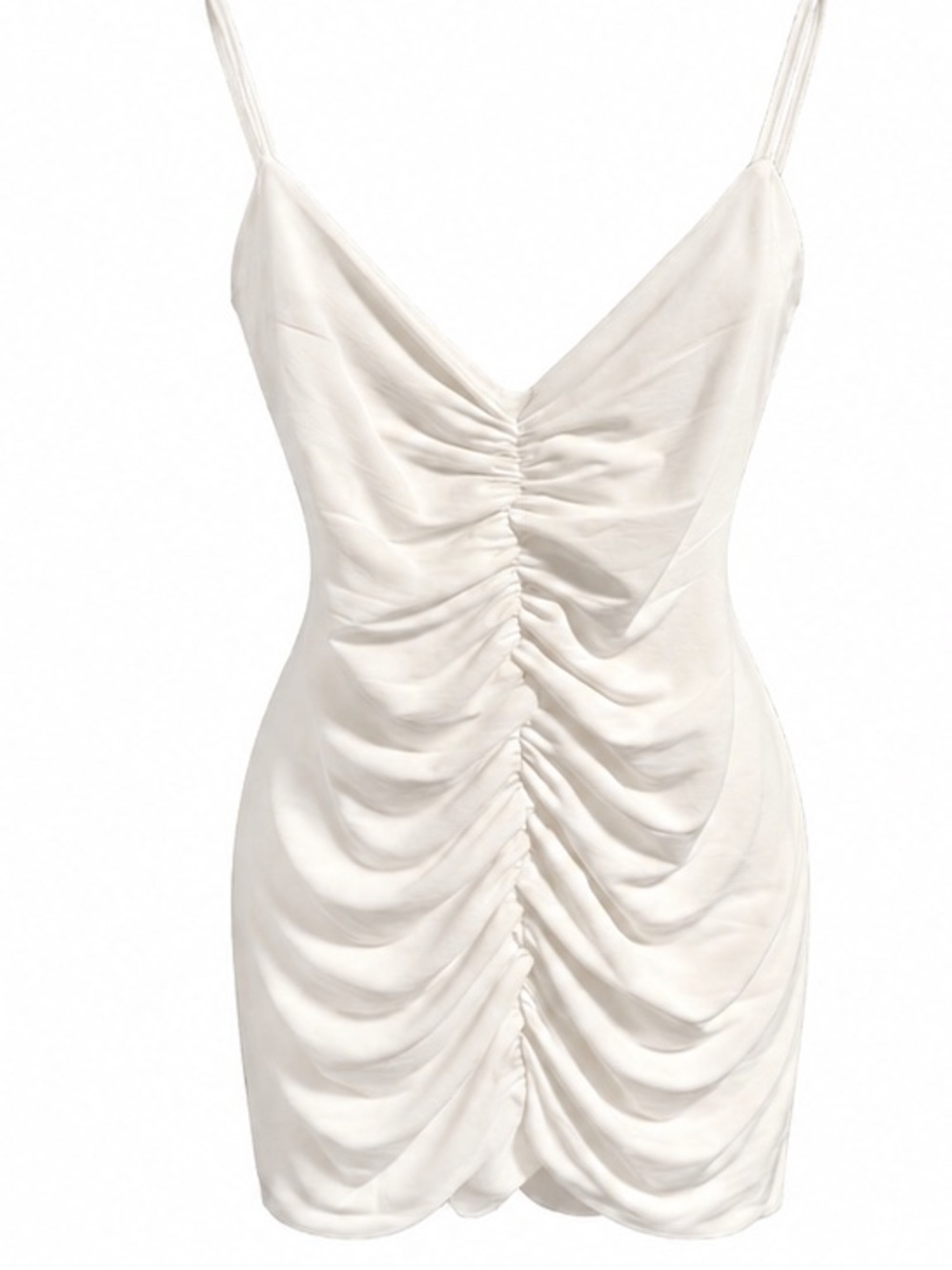 SHEIN White Ruched Bodycon Mini Dress Spaghetti Strap Size Medium